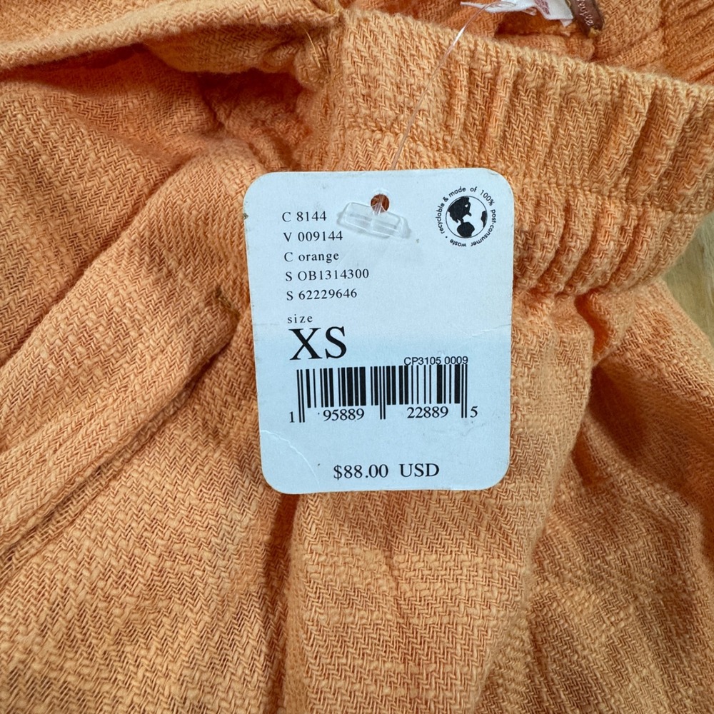 Y2K Free People Pietro Romper Orange Smocked Waist Cowl Back XS Boho Cottagecore - Picture 7 of 7